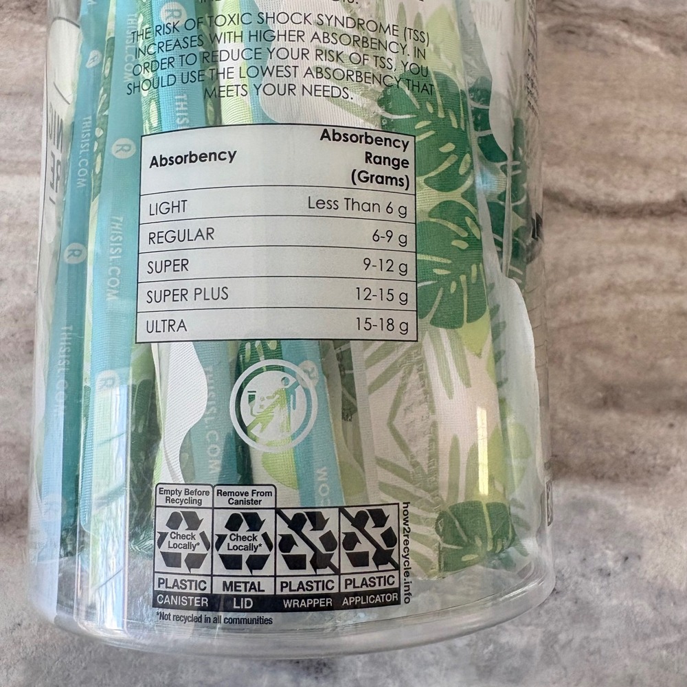 L. 100% Organic Cotton Core Tampons Regular Absorbency 30 Count BPA-Free Plastic - Picture 5 of 9